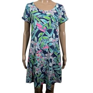 Lilly Pulitzer Dress Midi Cotton Women’s Size Med Floral Beach Tropical